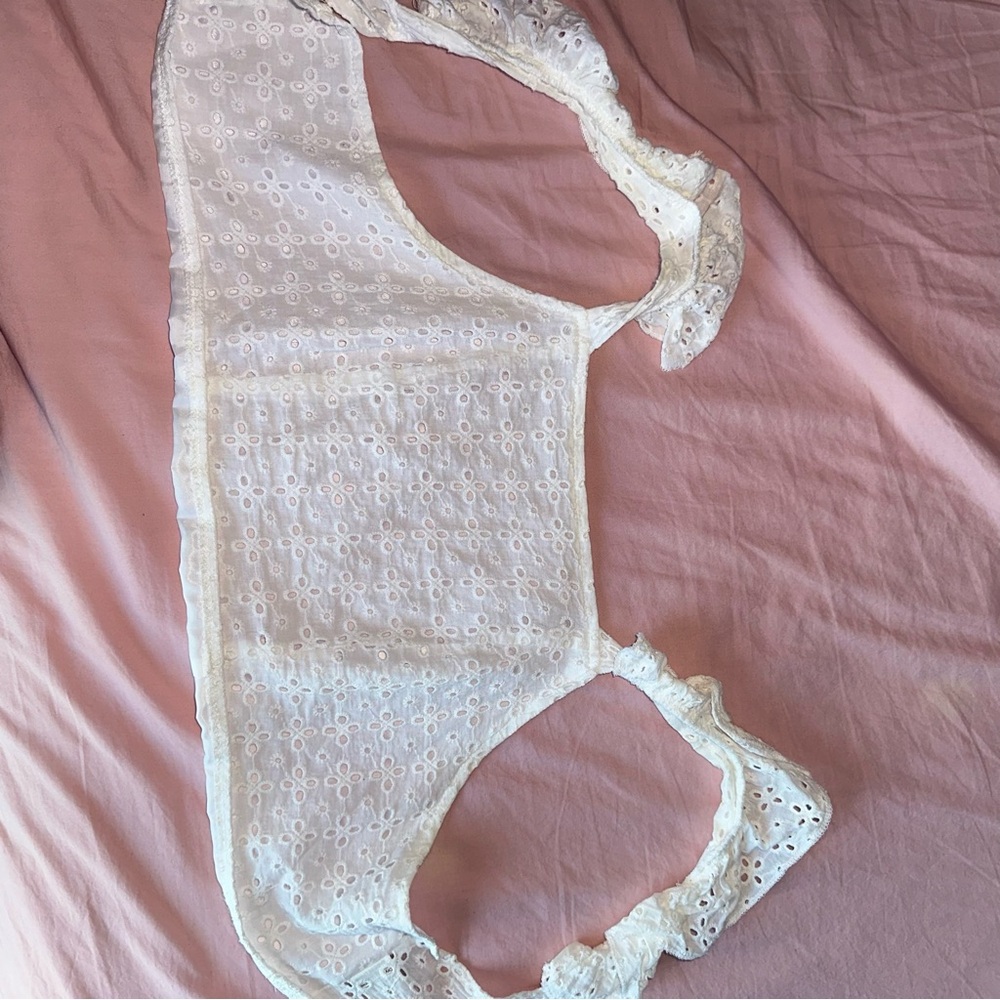 White Ruffle Crop Top - Picture 2 of 4